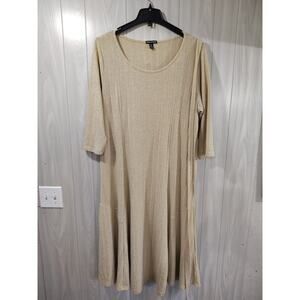 Women's Nina Leonard Metallic Gold Maxi Dress Plus Size 2X Event Casual